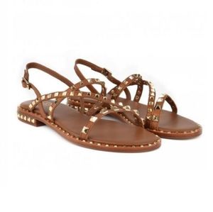 🆕 NWT Ash Peace Gold Stud Brown Leather Sandals